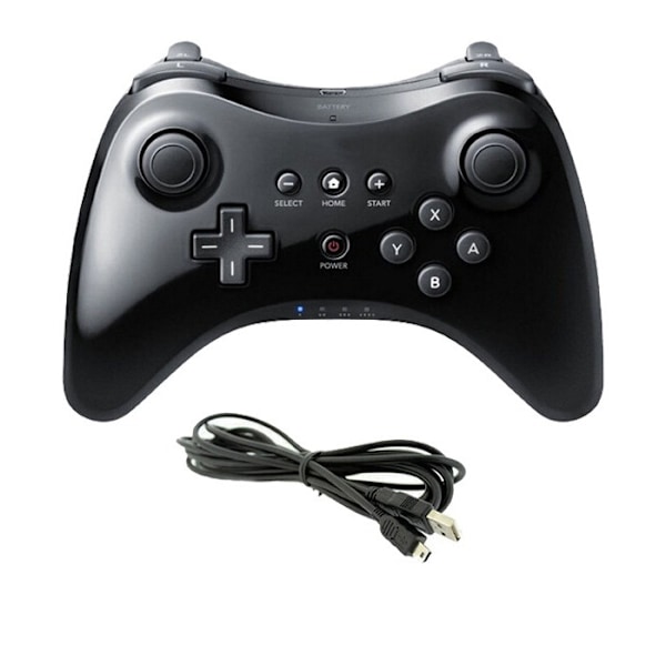 Pro Controller för Wii U, Trådlös Handkontroll, För Nintendo Wii U Handkontroll Gamepad Joystick Dubbel Analog (Svart)