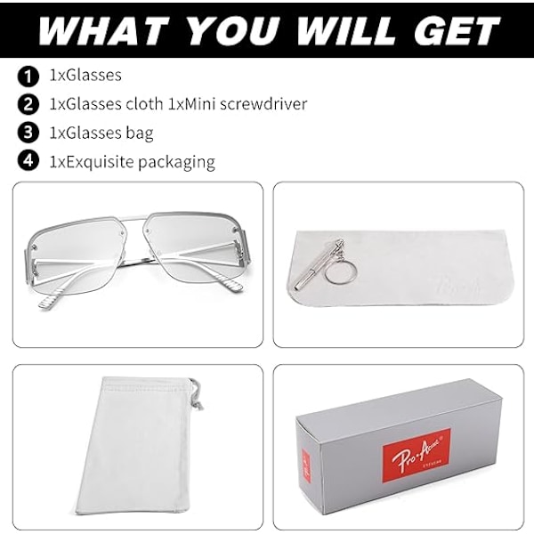 Pilot Solbriller Kvinner Menn Trendy Rammeløse Innfatning Retro Firkantede Shades Store Metall Solbriller