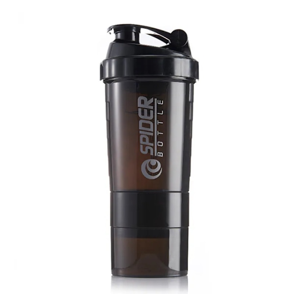 500ml Shaker Mug, Large Capacity Sports Water Mug, Plastic Water Bottle, Bodybuilding Training Mixing Mug (Black)