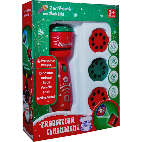 Julelyktprojektor for barn - 24 forskjellige juletemabilder Lykt leketøy for julefestlys | Interaktivt barn (RØD)