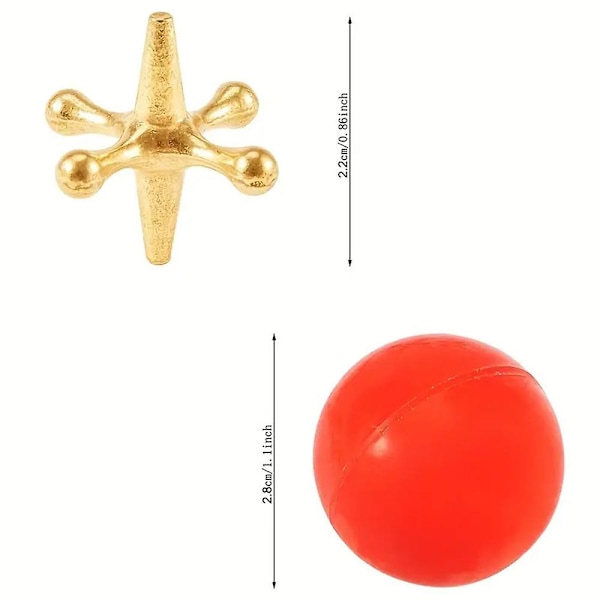 Metalliska Jacks-spel med boll, Gammalt Jax-spel Leksaker för barn och vuxna, Klassiskt traditionellt brädspel för familjespelkväll