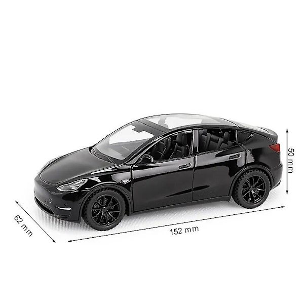 1/32 Tesla Model Y SUV Leksaksbil Modell Pressgjuten Metall Miniatyr Ljud & Ljus Dra Tillbaka 1:32 Samlarobjekt Present Till Pojkar Barn Black
