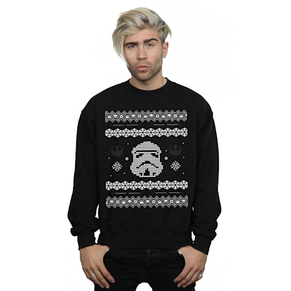 Star Wars Stormtrooper Jul Fair Isle Sweatshirt 3XL til mænd Sort Black 3XL