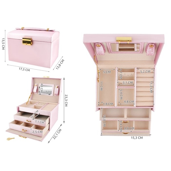 Smyckeskrin med spegel - Ask för smyckesförvaring Light pink Light pink