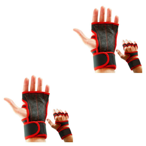 1/2/3/5 2 stk Lette og pustende treningshansker i skinn for rød M Red M 2Set