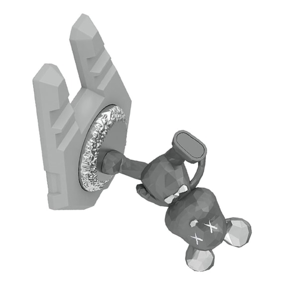 Sød Bjørn Telefonholder Innovativ Multifunktionel Bærbar Kung Fu Bjørn Skrivebord Mobiltelefon Tablet Holder Sølv Gray