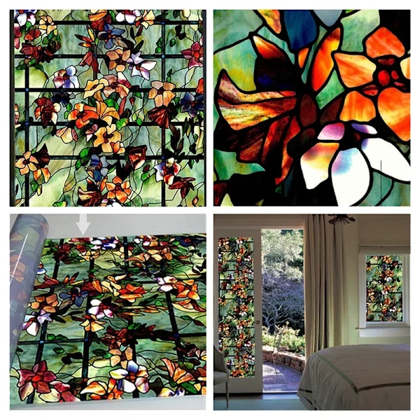 Vindufilm med statisk klistrefolie 3D dekorativ blomster vindufilm farget vinyl vindudekalkoman WP1058 WP1058 45x500cm WP1058