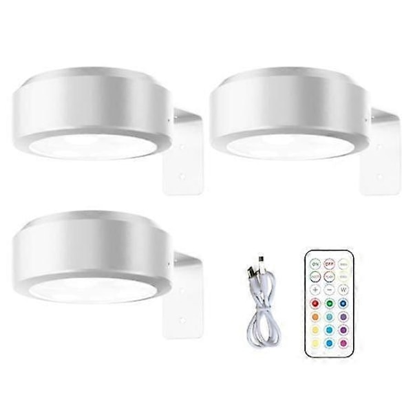 Seinään Asennettava Langaton Tauluvalo Kaukosäätimellä Himmennettävä Paristokäyttöinen Säädettävä 13-Värinen RGB Maalausvalo - Täydellinen valkoinen【GKS】 white 3pcs