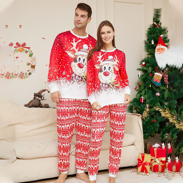 Elk Julpyjamas Familjematchende Sovkläder Barn Pyjamas Set Mamma Mom XL