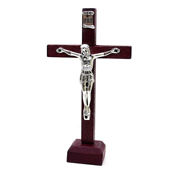 Kryds Bordpynt Krucifiks Jesus Statue VINRØD Wine Red