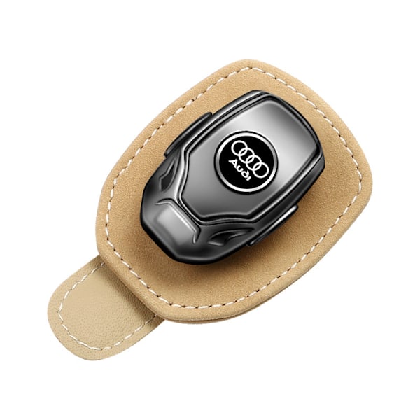 Sopii Audi-auton aurinkolasipidikkeelle, nahkainen lasipidike aurinkolasien pidike auton aurinkosuojaan khaki