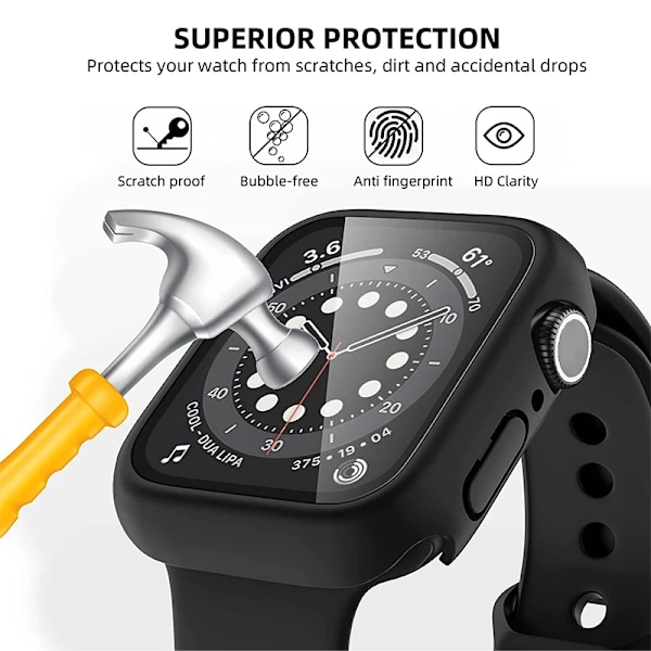 Karkaistu lasi + suojakotelo Apple Watch -kotelolle, lisävarusteet 45 mm 41 mm 42 mm 38 mm PC-kotelo iWatch 6 5 4 se 44 mm 40 mm läpinäkyvä Transparent 19 Series 7-8-9 41mm