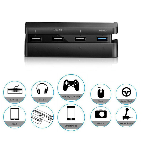 5-porttinen USB-keskitin PS4 Slim -versiolle - nopea adapteri
