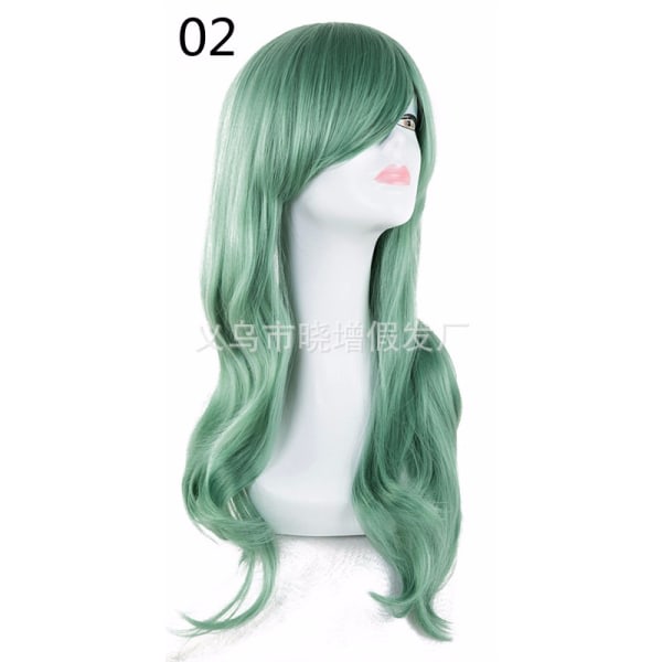 peruk Långt lockigt hårstrån Kostym Cosplay Peruk 70CM Långt vågigt hår Set Peruk Cos Anime Peruk (Olivgrön)