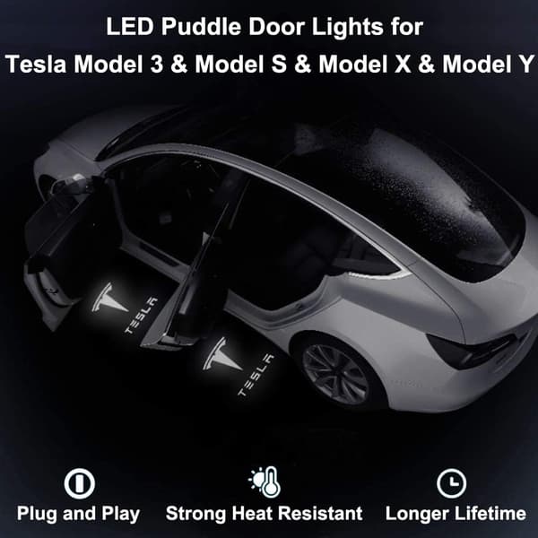 4 stk Tesla bildørlys, LED bildørlogolys, bildør