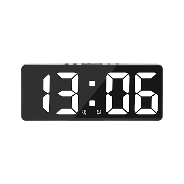 Digital väckarklocka, sängbordsväckarklocka med stor LED-display, A