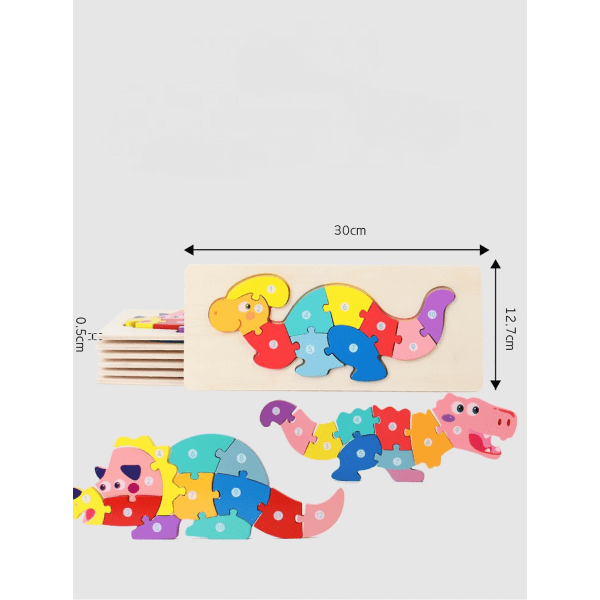 Toddler i trä för småbarn Pojkar och flickor, baby Pedagogisk leksakspresent med djur Ljusa färgformer Inlärningspussel