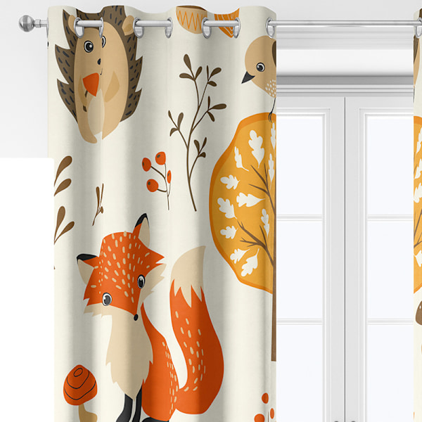 Forest Animals Barnrum Cartoon Sovrum Gardiner 150*166 Termiskt Isolerade