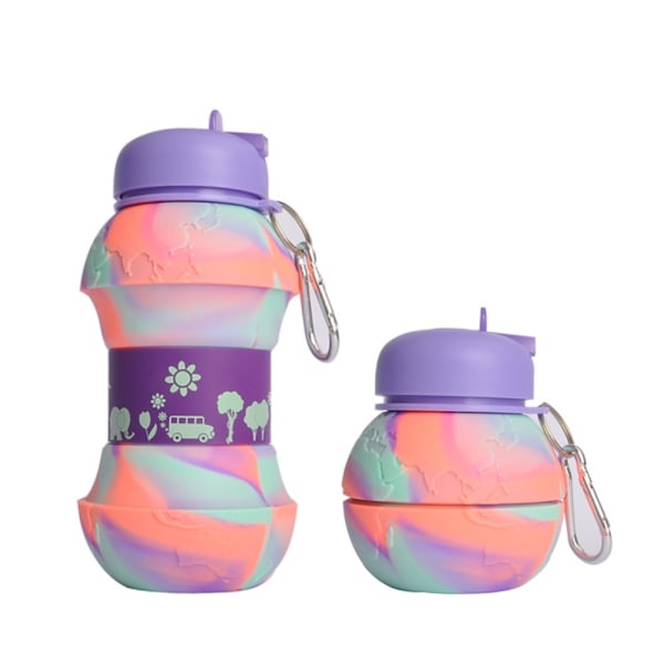 Silikoniset Vesipullot Kokoontaitettava Vesipullo LILA Violetti Purple Camouflage-Camouflage