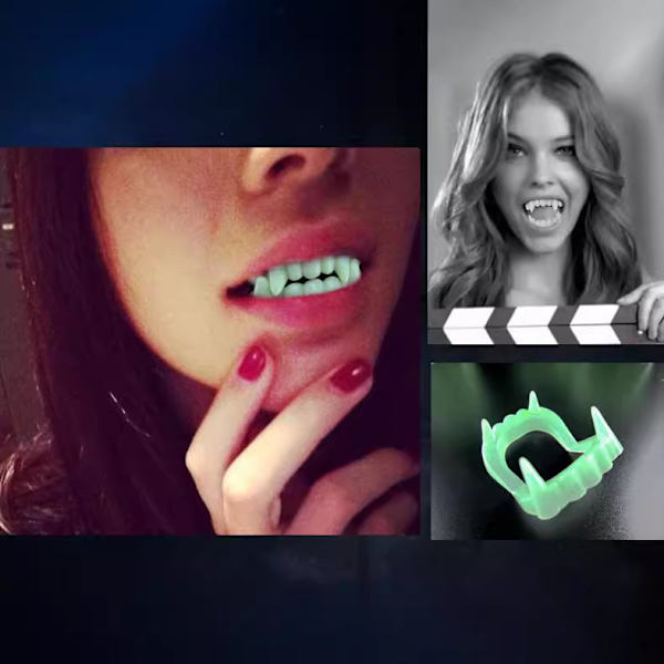 Vampyrtann – Barnevennlig – Passer for barn – Stabil & Sikker – Vampyrtann Dracula Vampyr for feste – Halloween & Kostyme 2stk Luminous dentures