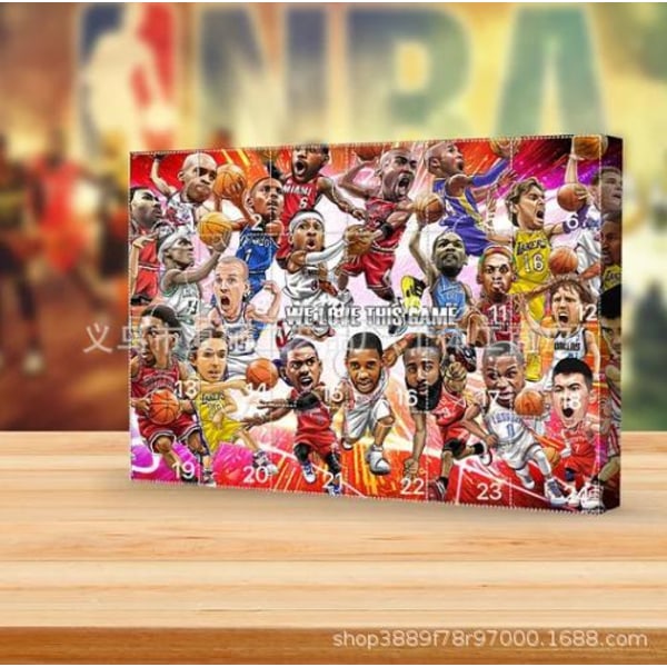 NBA Julkalender 2024 för Jul - NBA Julkalender med 24 Dörrar, James, Kobe, etc. Rutiga Presenter