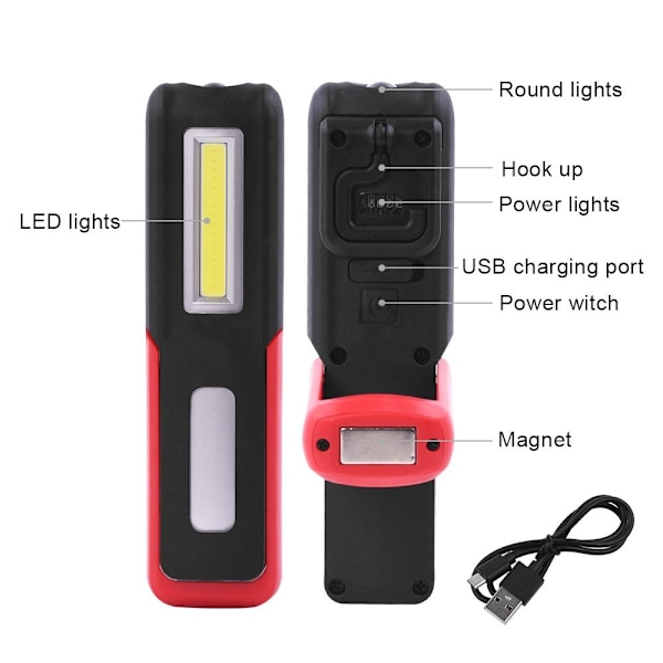 Magneettinen LED-taskulamppu ORANSSI - varastossa Red