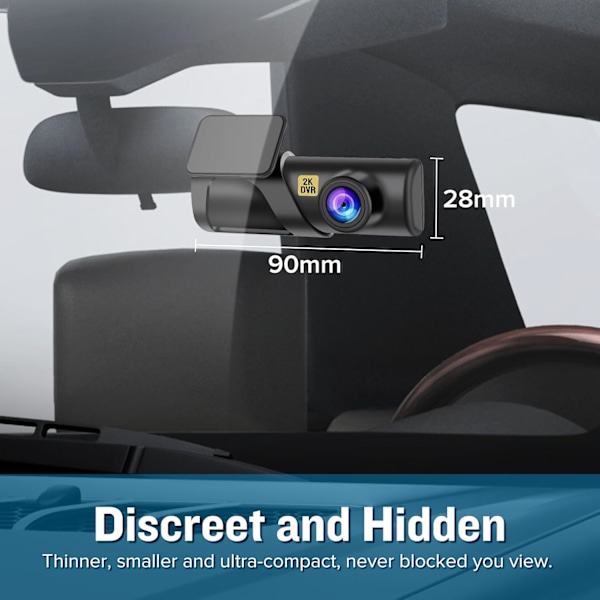 Autokamera, WiFi FHD 1080P -autokamera autoihin, Mini-autokamera, etukamera ilmaisella 64 Gt:n SD-kortilla, 160° laajakulma, pimeänäkö