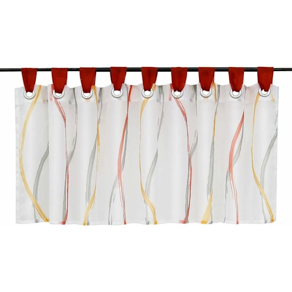 Läpinäkyvä voile-verho aaltokuviollisilla silmukoilla H/L 60/140 cm väri punainen