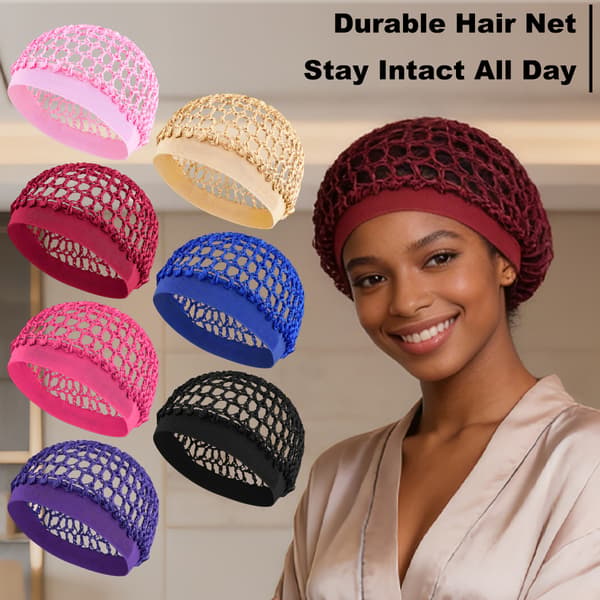 Hårnett i rayon med elastisk bånd for styling og hårpleie blue