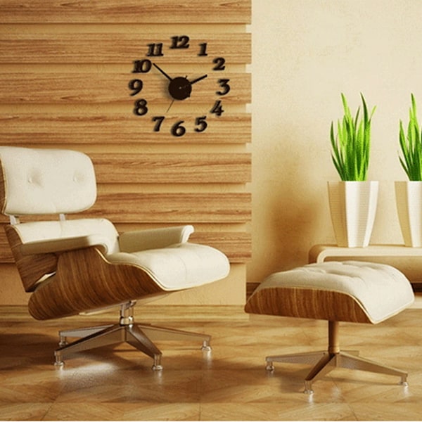 3D DIY väggklocka modern design tyst stor digital akryl självhäftande