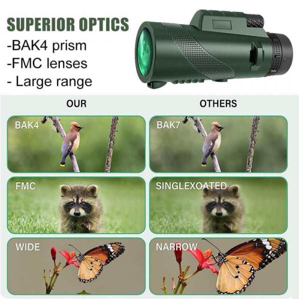 Monokulär Teleskop för Vuxna Starscope Monokulär HD High Green