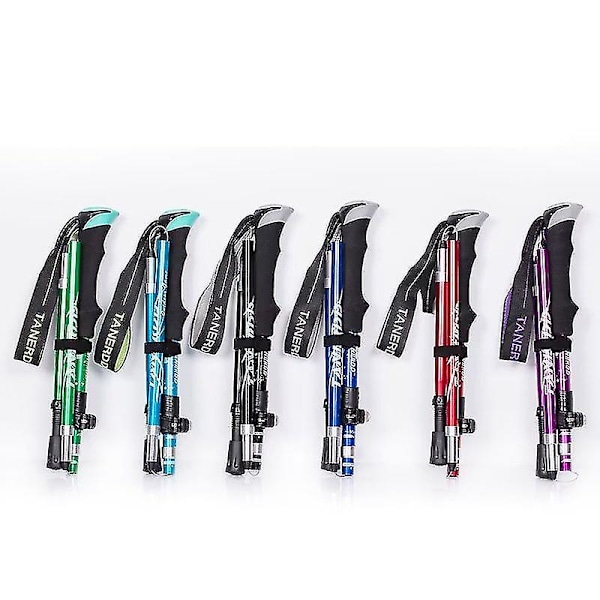 Foldbar vandrestav vandrestok vandring bjergbestigning stok vandrestav 5 knuder sort black long