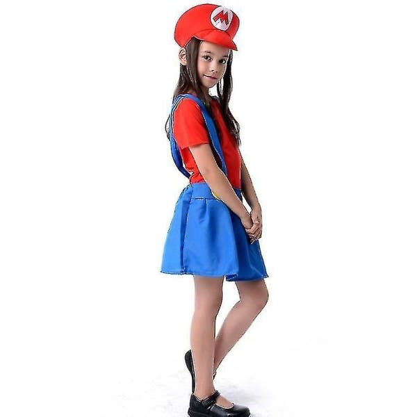 upper Mario Bros Unisex Vuxen & Barn Cosplay Fancy Dress Outfit Kostym S Girl Mario