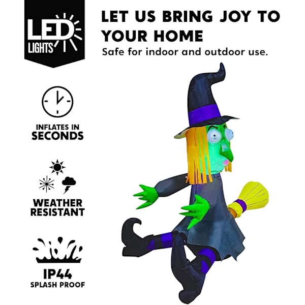 Joiedomi 4 fot Halloween Uppblåsbar Dekoration för Utomhus, Halloween Uppblåsbar Häxa med Inbyggda LED-lampor för Halloweenfest