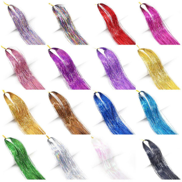 36 tums hårglitter Glittrande glitter Fairy Hair Extensions Värmebeständig Party Highlight, wz-298