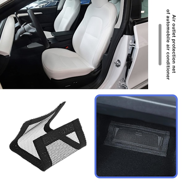 2 st bilunderstols luftventilationskydd kompatibla med Model Y Model 3 luftuttag, anti-blockerande nätgaller skydd, 25 x 11,8 cm svart