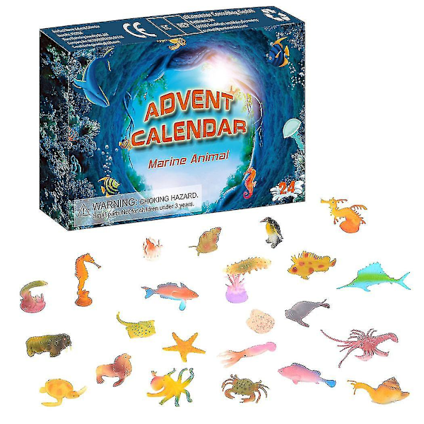 Julehavets Serie Tegneserie Simulation Havsliv 24 Nedtælling Havdyr Børnelegetøj Model Blind Box