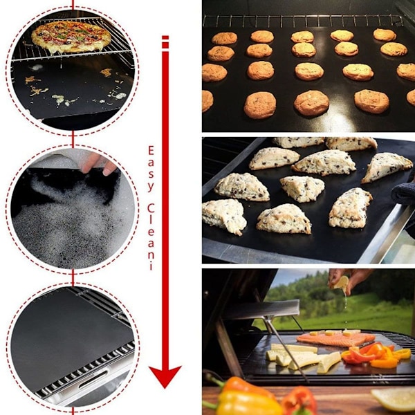 3-pak grillmåtter, non-stick genanvendelige grillmåtter til gasgrill.