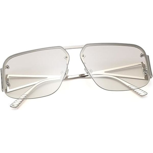 Pilot Solbriller Kvinner Menn Trendy Rammeløse Innfatning Retro Firkantede Shades Store Metall Solbriller