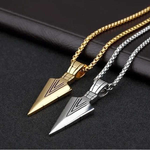 Stainless steel pendant necklace for men, cool spearhead arrow pendant