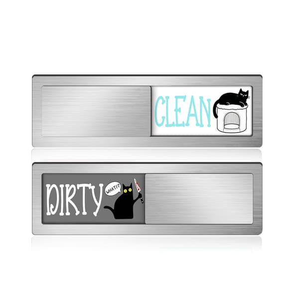 Akrylskylt för köksrengöring, magnetisk skjutbar diskmaskinsstatusplakett ZTP005：A