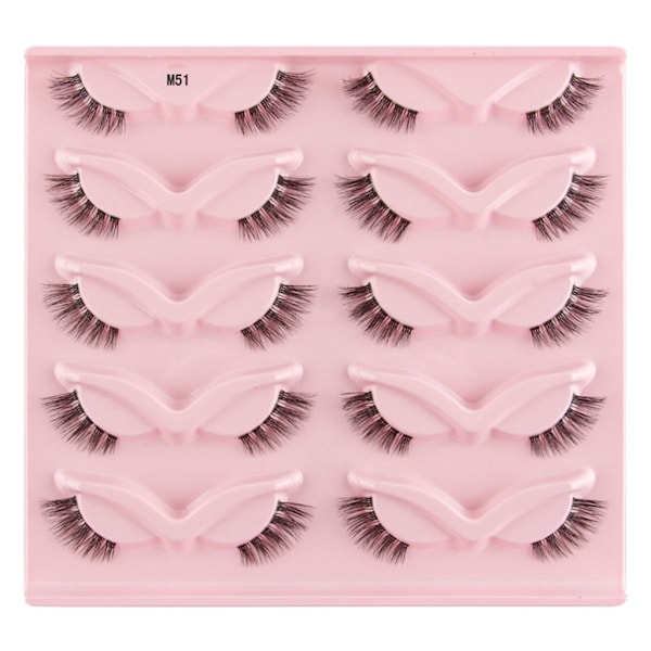 Halve Vipper Naturlig Look Wispy Cat-Eye Øyevipper 3D Løse Øyevipper Fluffy-Myke 10 Par Falske Mink Kunstige Vipper Sett B