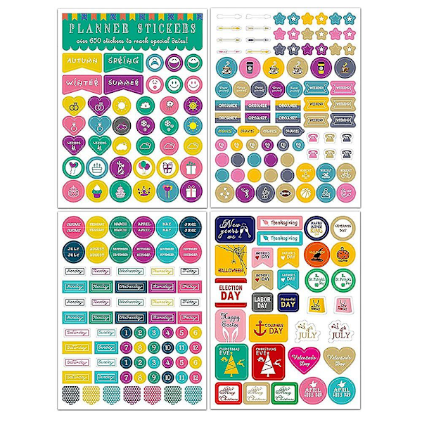 12 ark med plansjer for månedlige faner til DIY-kalender, ukentlige daglige plansjer for arbeidsplanlegging()