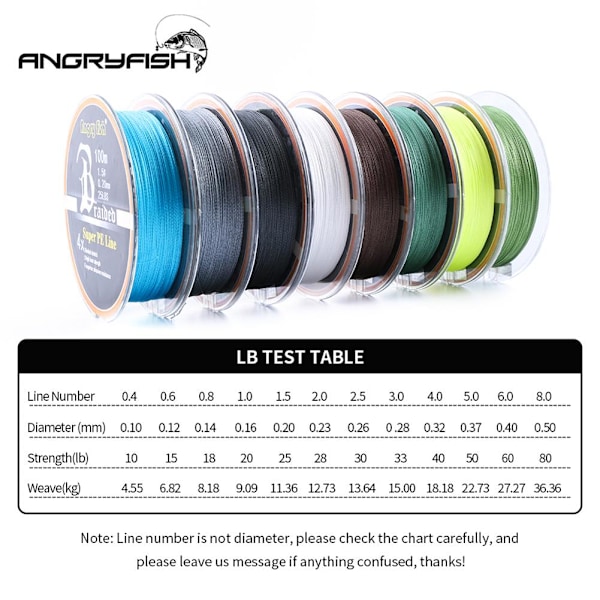 Dlong Angryfish Diominate PE Line 4 Tråder Flettet 100M/109yds Super Sterk Fiskesene 10LB-80LB Mørkegrønn 2.0 0.23mm Per 28LB