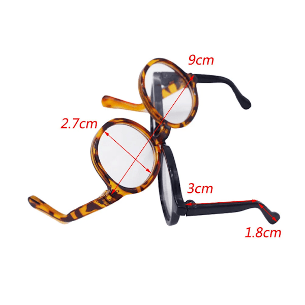 6,5 cm 9 cm Gennemsigtige Plastikbriller Til 1/8 1/6 1/3 1/4 BJD til Labubu MSD SD Plys til EXO Dukke solbriller 9cm for 20cm doll Orange
