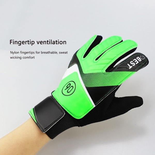 1 par barn fotbollsmålvaktshandskar Anti-kollision latex PU fotboll Handskydd handskar Grön Green 6