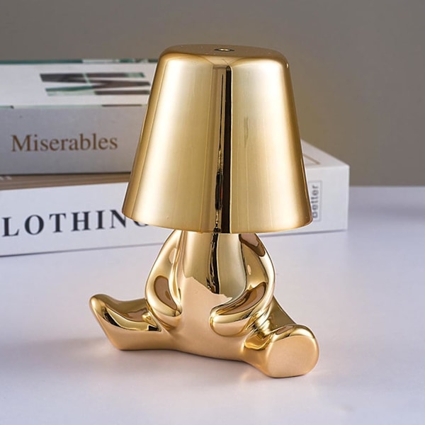 Nattbord Touch Control Bordlampe, Thinker Gullmann Statue LED Bordlampe, USB