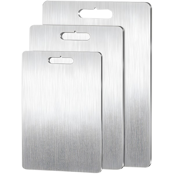 316 Rostfritt Stål Titanium Skärbräda, Skärbräda i Rostfritt Stål, Dubbelsidig Titanium för Att Skära Kött, Skärbräda för Frukt 34*23CM