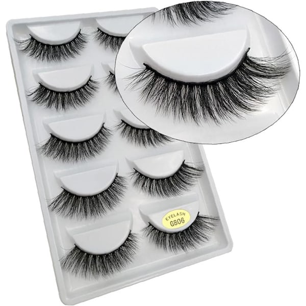 (iLashes.SE) 5 paria tekoripsiä - 3D faux mink G806 musta (G-806)