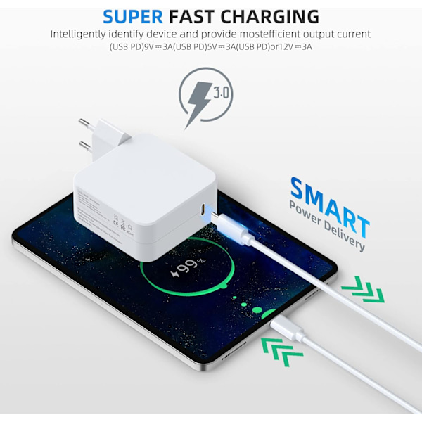 Lader for Mac Book 2016 2017 2018 2019 2020 Pro 61W USB C Strømadapter